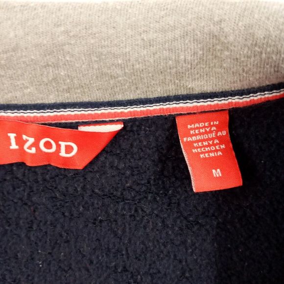 IZOD Fleece 1/4‎ Zip Men's Pullover Blue Cotton/Poly - Picture 7 of 11